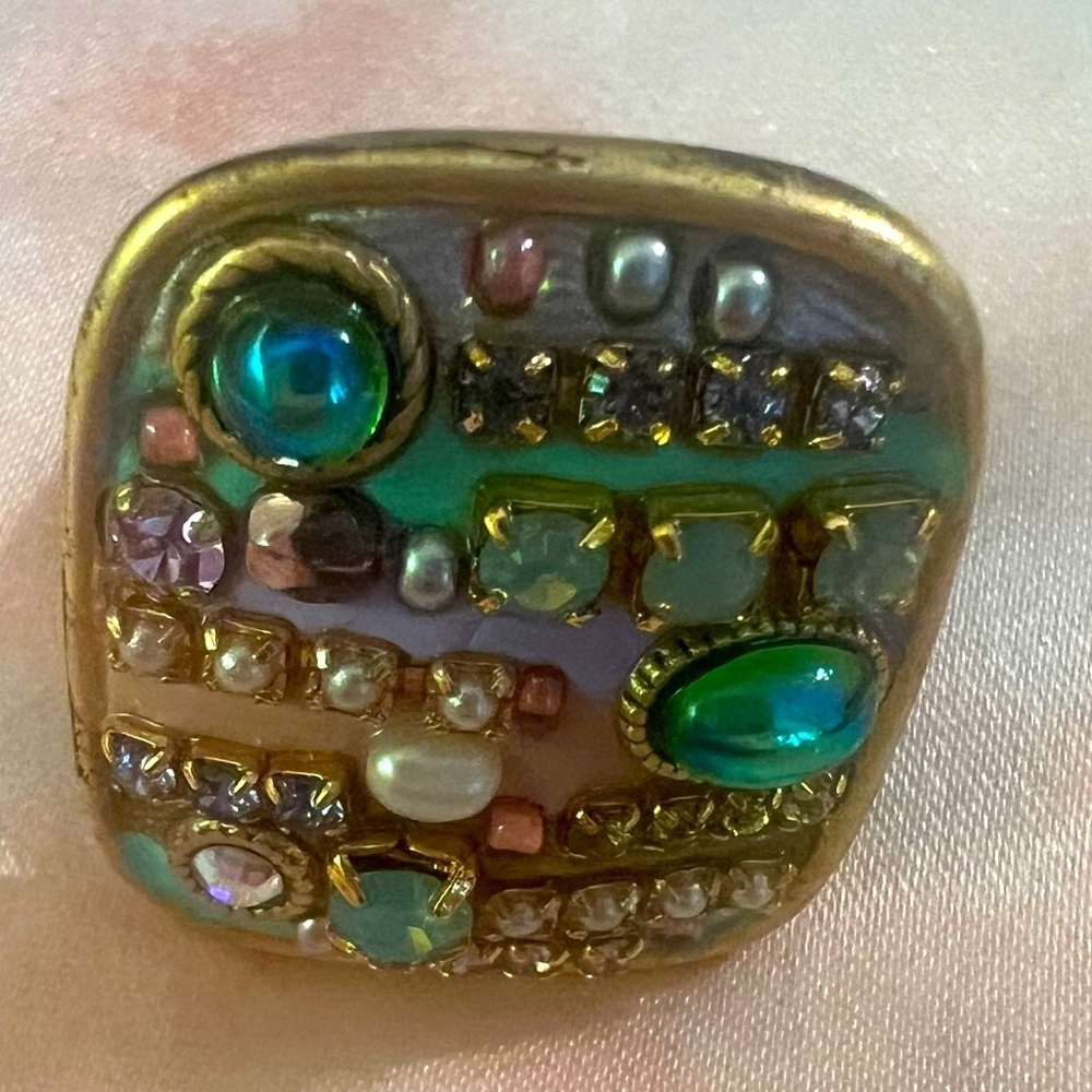 Michal Golan's Multicolor Swarovski Crystal Square Artisan Ring